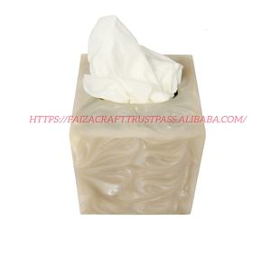 Boîte à mouchoirs en résine Vaisselle de qualité Vente en gros Porte-mouchoirs en résine Inde - Product Image 2