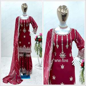 ชุดสูทสตรีผ้าไหม georgette sharara และ plazzo ชุดปาร์ตี้ล่าสุด - Product Image 2