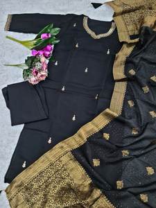 Fête traditionnelle de style indien du sud et fonction riche pour femmes Viscos spéciales Chanderi Kurti en soie cousu avec Dupatta - Product Image 6