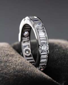 Bague de fiançailles/mariage vintage en or jaune 14 carats avec diamant de culture IGI/GIA, or blanc fin unisexe, pour anniversaire, digne d'une fête - Product Image 2