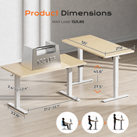 Bureau d'ordinateur électronique réglable en hauteur, poste de travail assis-debout, bureau de jeu électrique avec gestion des câbles