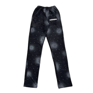 Conjunto de Chándal de Dos Piezas de Forro Polar con Estampado de Diamantes de Imitación Personalizado, Pantalones Deportivos Holgados con Campana, Sudadera con Capucha, 100% Algodón - Product Image 4