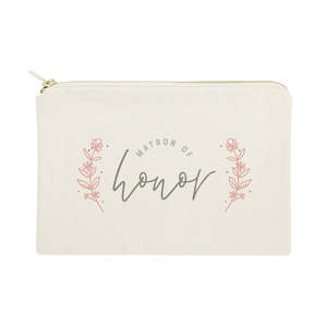 Portable Large Capacity Floral Matron Honor Cotton Canvas Cosmetic Bag/<b>Makeup</b> <b>Case</b> Zipper Closure Organizer <b>Case</b> Letter Pattern - Product Image 1