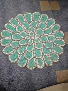 Placemat Set <b>Table</b> <b>Mats</b> Pads Collection with <b>Slate</b> Glass Drying Feature Premium 14-Inch Handmade Silver Gold Beaded - Product Image 4