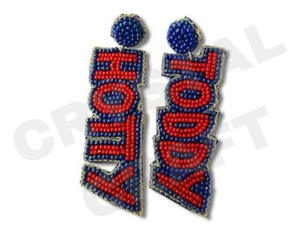 Pendientes con Cuentas con el Logotipo de los Atlanta Braves para Mujer, Patrióticos, para el Día de los Caídos, Color Naranja, Blanco y Azul, Material de Tela - Product Image 5