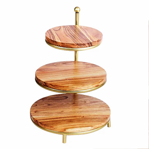 Top selling <b>3</b>-<b>Tier</b> Modern Wooden And Metal round <b>Cake</b> <b>Stand</b> Detachable Professional and Romantic Handmade - Product Image 6