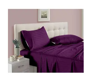 Wholesale hot sale silk bedsheet bedding set 4pcs fitted plain design luxury hotel satin bed sheet