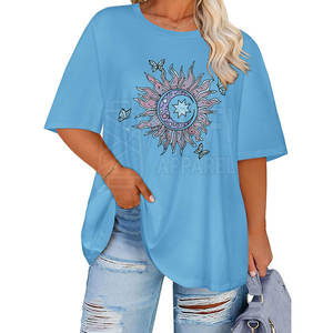 T-shirt décontracté pour femme, grande taille, style estival, uni, tricoté, respirant, séchage rapide, 100% coton, confortable - Product Image 1