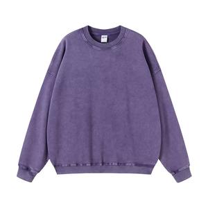 Sweat-shirt en coton French Terry délavé à l'acide, col rond, effet usé, sweat-shirts et sweats à capuche pour hommes de haute qualité - Product Image 1