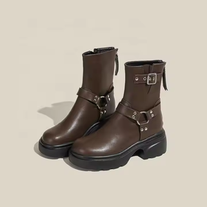 Giày Martin nữ, giày nữ <span class=keywords><strong>2025</strong></span>, giày đi bộ mùa đông mới, mũi tròn, gót dày, chất liệu da - Product Image 5