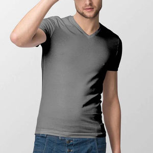 Camisetas de Hombre de Algodón 100%, Cuello en V, Manga Corta, Color Sólido, Lisas, de Alta Calidad, en Existencia al por Mayor - Product Image 5