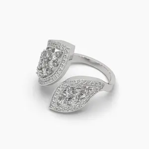 Luxury 10K 14K 18K Gold 0.70 Ct Marquise Moissanite Leaf Statement <b>Ring</b> For Women Wholesale Jewelry Supplier - Product Image 5