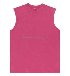 เสื้อยืดแขนกุดสำหรับผู้ชายผ้าคอตตอนสีพื้น230 GSM สำหรับใส่วิ่งสไตล์สตรีทสไตล์วินเทจแบบกำหนดเอง100% - Product Image 4