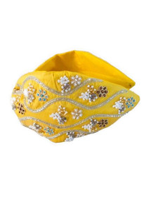 Stylish Knot-style Headband Lightweight Comfortable Durable Handmade Floral Embroidered Beaded Fabric <b>Hair</b> <b>Accessory</b> Wholesale - Product Image 5