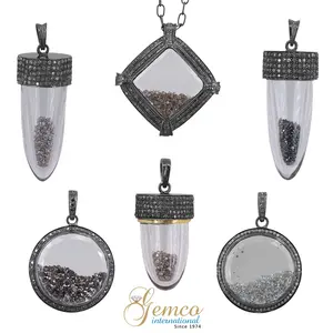 925 joyas de plata esterlina Natural Cristal de diamante de Shaker colgantes joyas de piedras preciosas de diamantes mayorista
