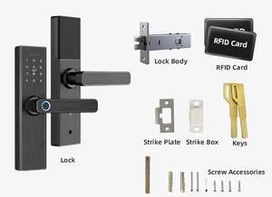 Serrure de porte intelligente avec poignée à empreintes digitales, mot de passe numérique électronique, étanche, carte RFID, Smartsteps - Product Image 6