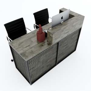 Mostrador de Recepción BLT68013 de Madera de Caucho Multicolor con Luz LED, Diseño Moderno para Hotel, Gimnasio o Salón - Product Image 2