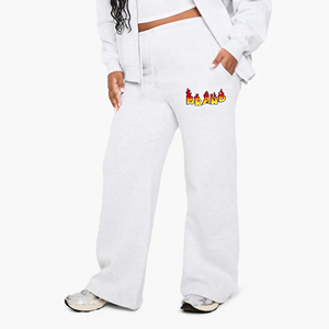 Pantalon de jogging droit sur mesure en coton 100 % de haute qualité pour femme, respirant, avec large bordure en dentelle, idéal pour l'hiver - Product Image 4