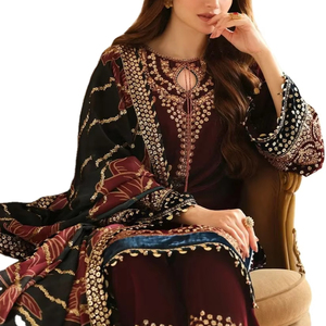 Women's Hand Made Embroidered Shirt & Sharara Sets With Cutwork <b>Lace</b> Embroidered Dupatta Fancy Wear 3 Piece Dresses Women - Product Image 1