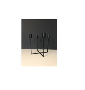 Support de bougie minimaliste en fer forgé noir mat, style industriel, centre de table pour salle à manger - Product Image 1