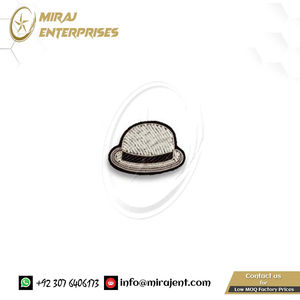 Handmade Embroidered Bowler Hat <b>Applique</b> Brooches Customized Design Bullion Badges Fabric Sew-On Customized Embroidery <b>Patch</b> - Product Image 3