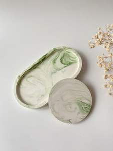 Vente de gros Plateau ovale de luxe personnalisé en résine et marbre Plateau de service avec incrustation en résine émaillée Plateau de forme ovale Variété de couleurs - Product Image 5