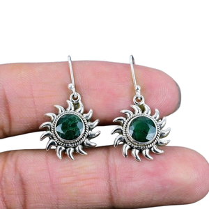 Joyería de piedras preciosas Esmeralda para mujer, pendientes de estilo bohemio de plata, joyería de plata de ley 925, pendientes hechos a mano de tendencia, regalo para - Product Image 1