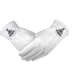 Gants maçonniques personnalisés taille libre gants maçonniques en coton blanc fait logo maçonnique en métal pour gants - Product Image 5