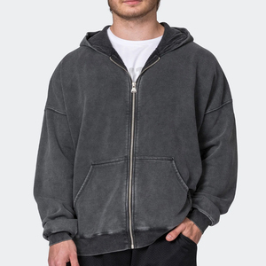 Sweat à capuche zippé personnalisé en coton éponge de haute qualité 330 GSM pour hommes propre Logo imprimé coloré sweats à capuche zippés pour hommes avec col à capuche - Product Image 3