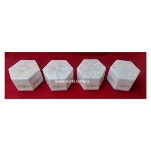 Ý tưởng sản phẩm mới 2023 và sang trọng cho siêu sáng handmade hình bát giác bằng đá cẩm thạch trắng <span class=keywords><strong>Inlay</strong></span> lau hộp - Product Image 1