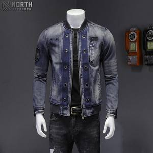 Blousons en jean pour hommes de haute qualité, très demandés, avec logo personnalisé, col rabattable, respirants, pour l'hiver, service OEM/ODM, style décontracté - Product Image 3