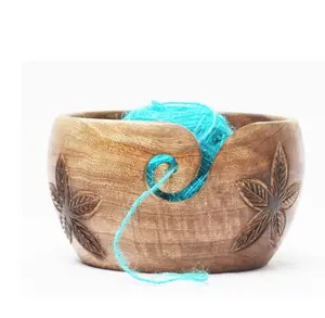 Bol de fil fait main Antique grand 7x4 tricot en bois pour crochet bol de rangement cadeau parfait pour les amateurs de tricotage fabriqués à la main