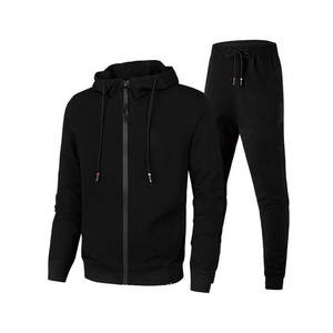 Conjunto de chándal con capucha y cremallera transpirable personalizado para hombre, chaqueta reversible, pantalones superiores, chándal, conjunto de 2 piezas con logotipo frontal - Product Image 1