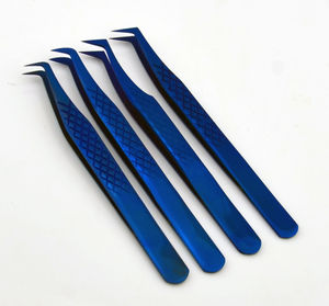 Pinces à cils de qualité supérieure Kaamir Instruments, en acier inoxydable, anti-magnétiques, à pointe lisse, 10 mm, pour l'application d'extensions de cils - Product Image 1