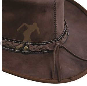 Sombrero vaquero de cuero estilo occidental, con pellizco frontal, a granel, diseño de logotipo completamente personalizado, gran oferta - Product Image 4