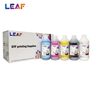 LEAF Großhandel 1000 ml CMYKW Öldichte Tinte Pigment Wärmeübertragung DTF-Tinte für i3200 i1600 XP600 DTF-Drucker