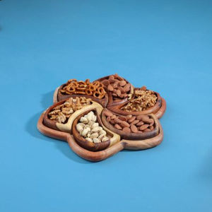 Plateau à plusieurs compartiments en bois naturel écologique Plateau à fruits secs en bois de haute qualité Plateau de serveur décoratif de table en gros - Product Image 2