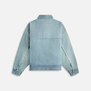 Zipper Casual Denim Jackets <b>For</b> <b>Men</b> With <b>Leather</b> Collar Distressed Style Jackets Adult Size Autumn Season <b>Jeans</b> Jacket - Product Image 5