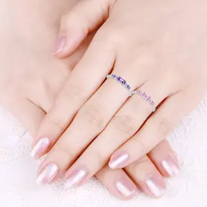 Servicio personalizado Esmeralda corte piedras preciosas anillos plata esterlina 925 Baguette circón banda anillo de bodas joyería de mujer