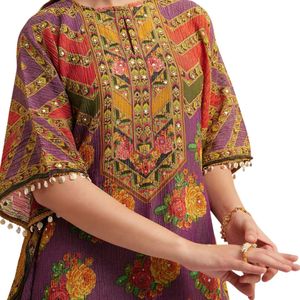 Ensemble Sharara multicolore imprimé en tissu pour réception de fête de mariage et célébrations culturelles traditionnelles - Product Image 4