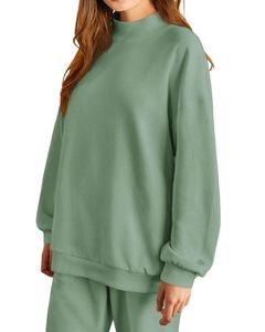 Conjunto de Sudadera y Pantalones Deportivos de Felpa para Mujer, Color Verde Salvia, Sudadera Holgada y Cómoda, Pantalones Deportivos, Ropa Informal de Invierno, Cálida, OEM - Product Image 2