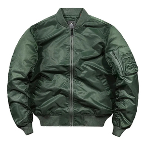 Chaqueta universitaria para hombre OEM para invierno de cuero y mezclilla con cuello tejido de ganchillo lavado con cierre de cremallera Haus Industries - Product Image 1