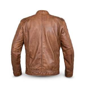 Autumn Stand Collar Genuine Leather Jacket XS-XXL Water Proof Ionic <b>Brown</b> with Zippered Closure ODM Supply Type - Product Image 4