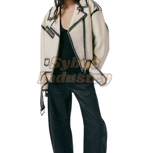 Chaqueta de motorista de cuero de piel para mujer, chaqueta de cuero de motorista Vintage holgada elegante para ropa de calle informal, salida nocturna - Product Image 4