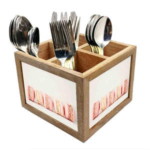 Elegant Wooden Printed Spoon Stand Dinnerware <b>Cutlery</b> Holder for Kitchen Organizer Standing Type Use - Product Image 2