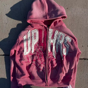 เสื้อฮู้ดซิปขึ้นลงลายนูน XL สำหรับผู้ชายเสื้อครอปซีดจางผ้าปัก3D โลโก้ได้ตามต้องการ - Product Image 1