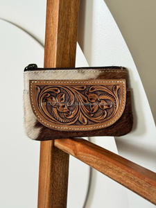 Porte-monnaie en cuir de vachette véritable usiné à la main pour femmes de l'Ouest porte-monnaie en cuir de vachette avec fermeture éclair Mini portefeuille en cuir personnalisé - Product Image 3