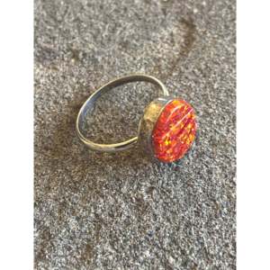 Romantic Navajo Opal & 14k Sterling <b>Silver</b> <b>Ring</b> Size 5.75 Rhodium Plated with Romantic Cut Inlay Everyday Wear for <b>Men</b> - Product Image 3