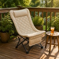 Fauteuil inclinable 4 vitesses avec repose-jambes rembourré en acier inoxydable, tissu Oxford, réglable, léger et portable