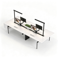 Poste de travail modulaire moderne avec panneau d'intimité, bureau informatique blanc pour 4 personnes, idéal pour le personnel